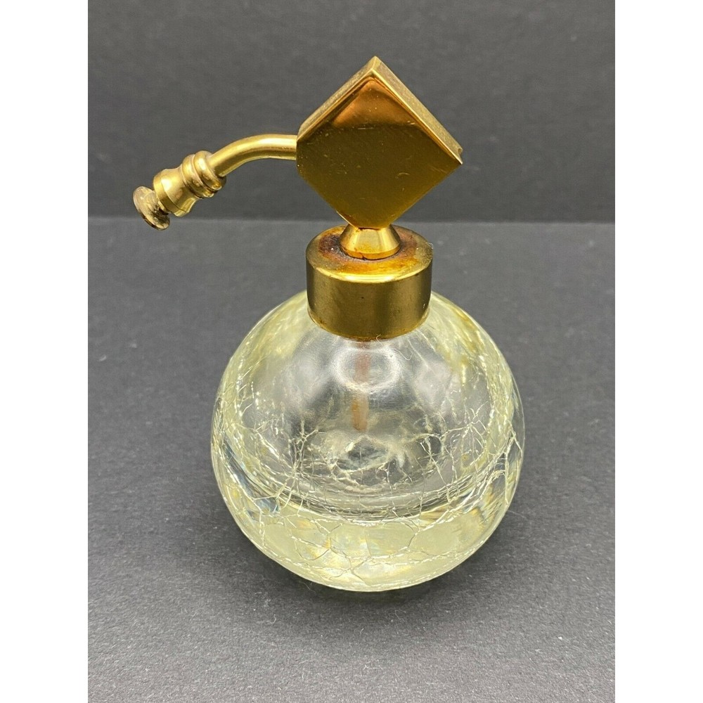 Perfume Bottle Irice Crackle Glass Fair Condition Missing Bulb VINTAGE